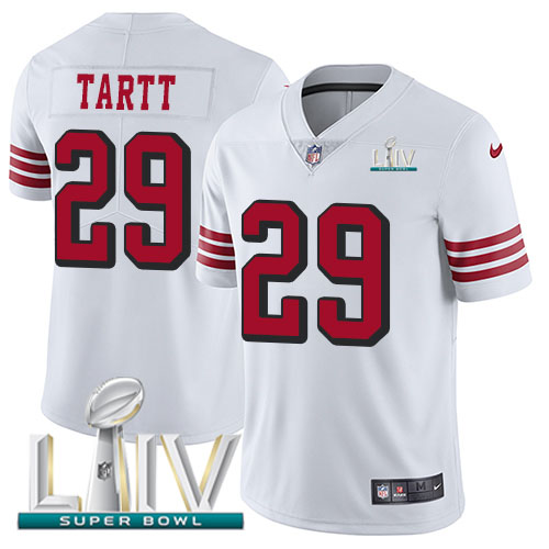 San Francisco 49ers Nike #29 Jaquiski Tartt White Super Bowl LIV 2020 Rush Youth Stitched NFL Vapor Untouchable Limited Jersey->youth nfl jersey->Youth Jersey